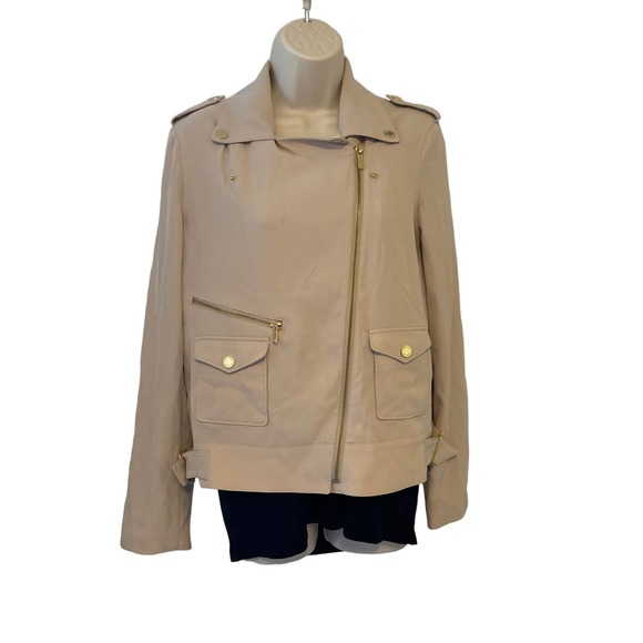 Calvin Klein Cream Colored Offset Gold Metal Zippers & Snaps Size 4 Pre-owned - Picture 3 of 12